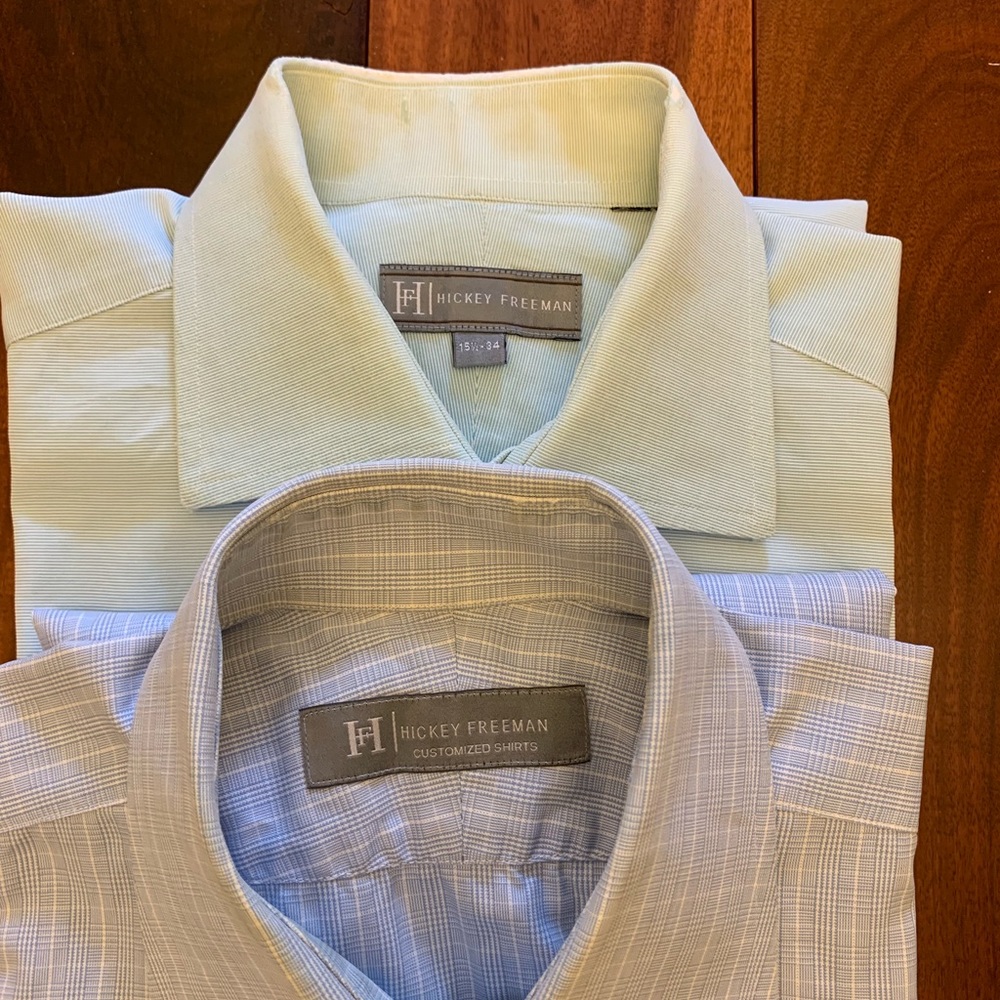 2 Hickey Freeman dress shirts. Both French cuffs.